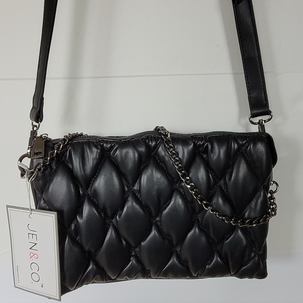 JEN & CO Elegant Black Quilted Shoulder/Hand  Bag - Picture 3 of 15